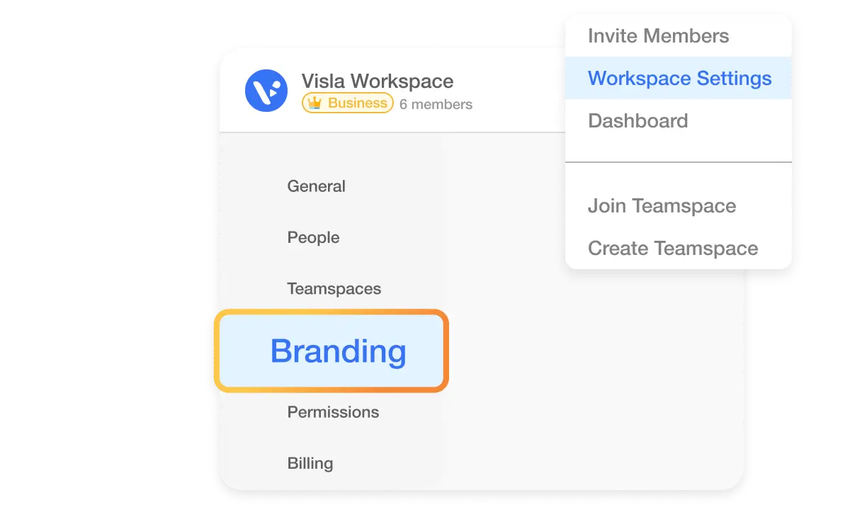 Video Branding with Workspaces - Interface for setting branding options at the Workspace level to ensure consistency across video projects, with options for Business and Enterprise plans offering advanced customization.